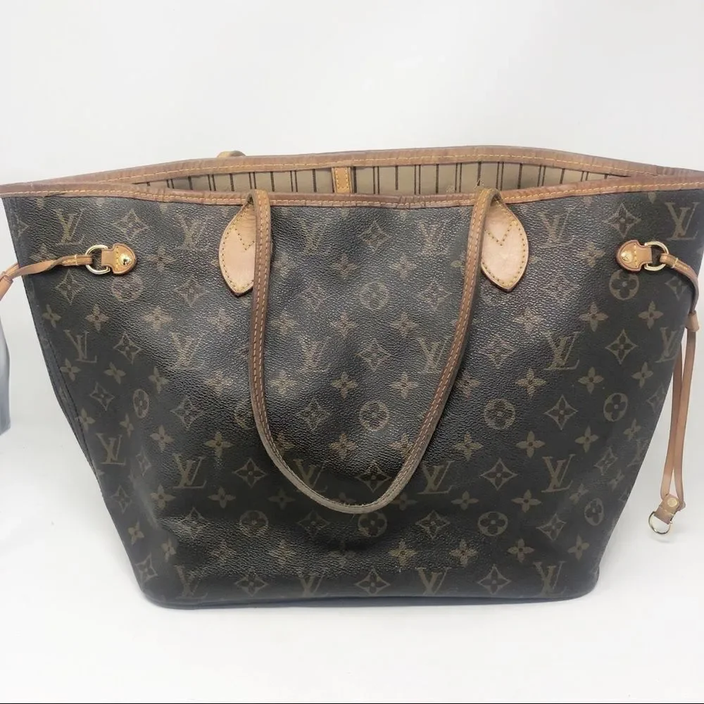 LOUIS VUITTON | Neverfull MM Monogram LV Brown Tan Purse Handbag Bag AUTHENTIC!!